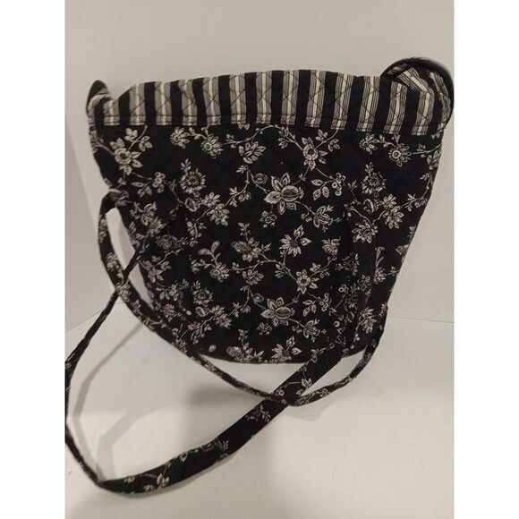 Large Floral Print with Stipes Quilted Backpack - Picture 2 of 3